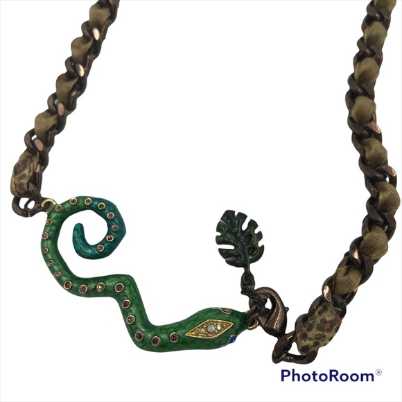 Betsey Johnson Jewelry - Betsey Johnson Vintage Snake Jungle Chain Link Long Necklace or Choker